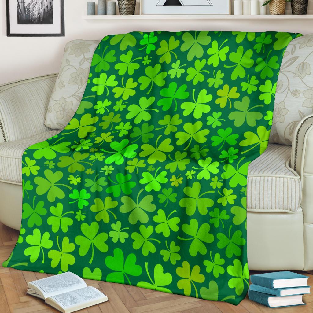 Shamrock St Patrick's Day Print Pattern Blanket-grizzshop