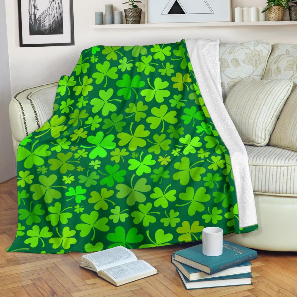 Shamrock St Patrick's Day Print Pattern Blanket-grizzshop