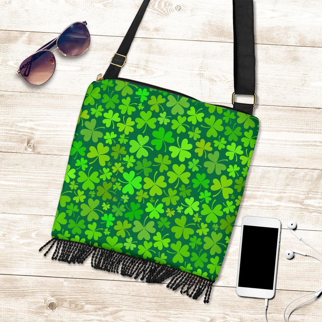 Shamrock St Patrick's Day Print Pattern Crossbody bags-grizzshop