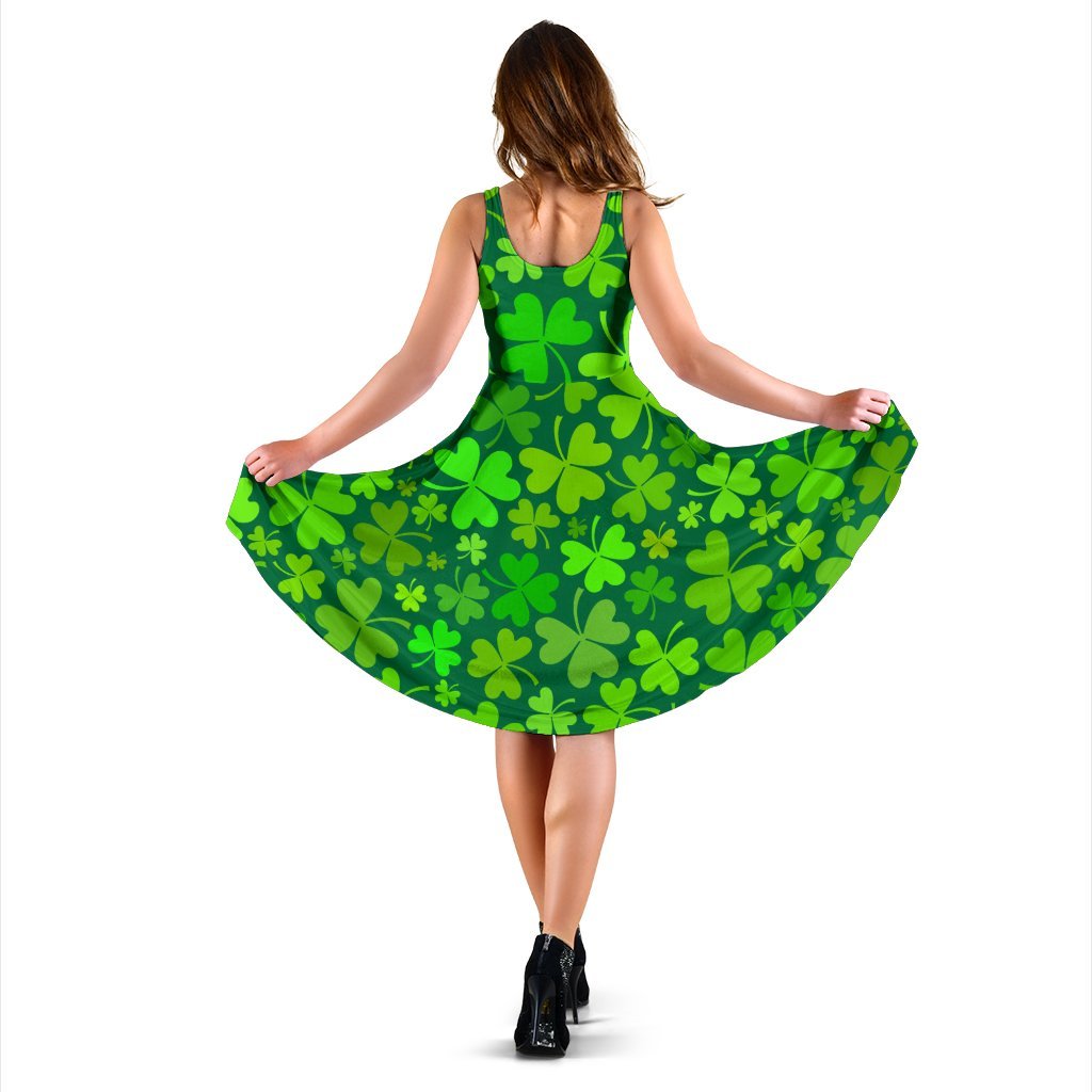 Shamrock St Patrick's Day Print Pattern Dress-grizzshop