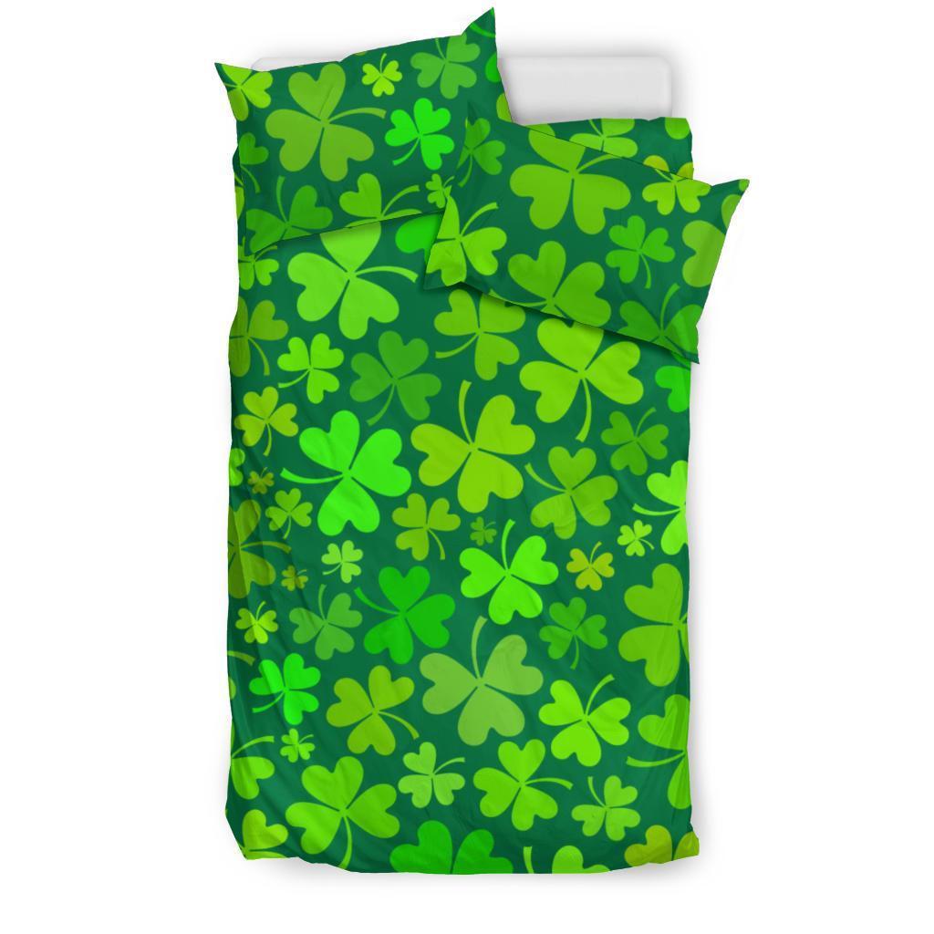 Shamrock St Patrick's Day Print Pattern Duvet Cover Bedding Set-grizzshop