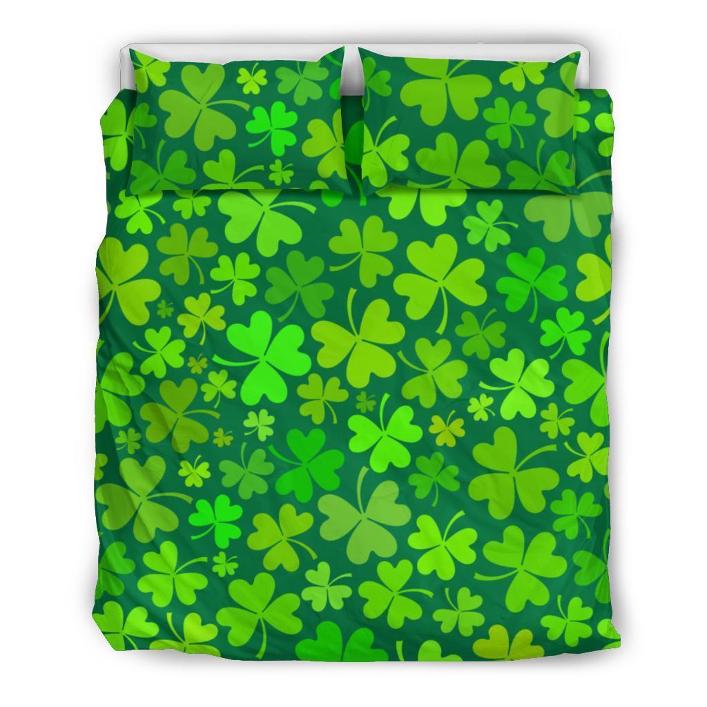 Shamrock St Patrick's Day Print Pattern Duvet Cover Bedding Set-grizzshop