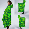 Shamrock St Patrick's Day Print Pattern Hooded Blanket-grizzshop