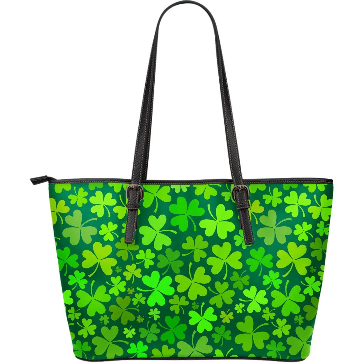 Shamrock St Patrick's Day Print Pattern Leather Tote Bag-grizzshop