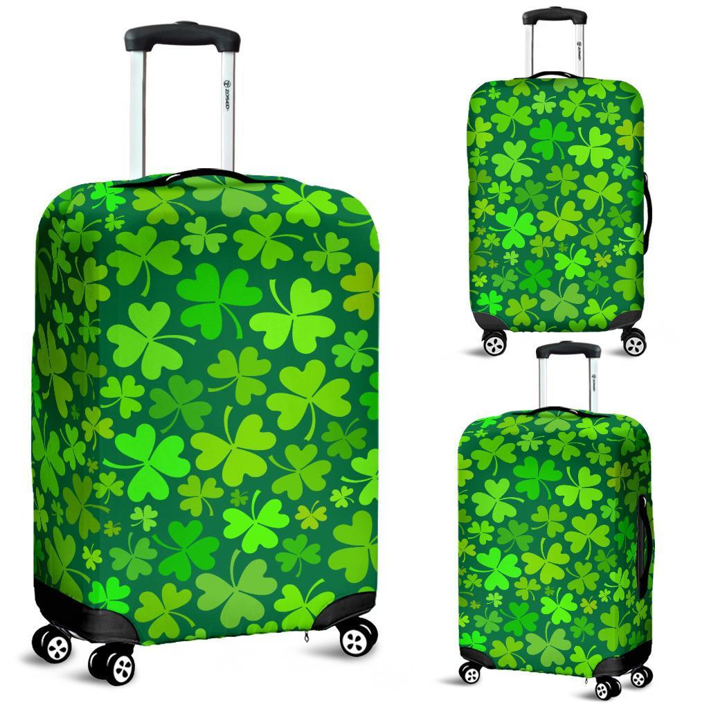 Shamrock St Patrick's Day Print Pattern Luggage Cover Protector-grizzshop