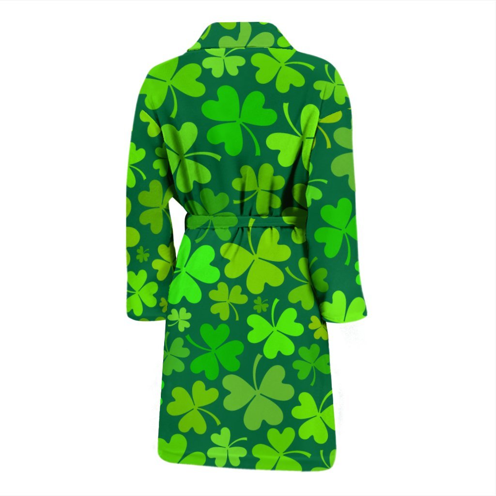 Shamrock St Patrick's Day Print Pattern Men Long Robe-grizzshop