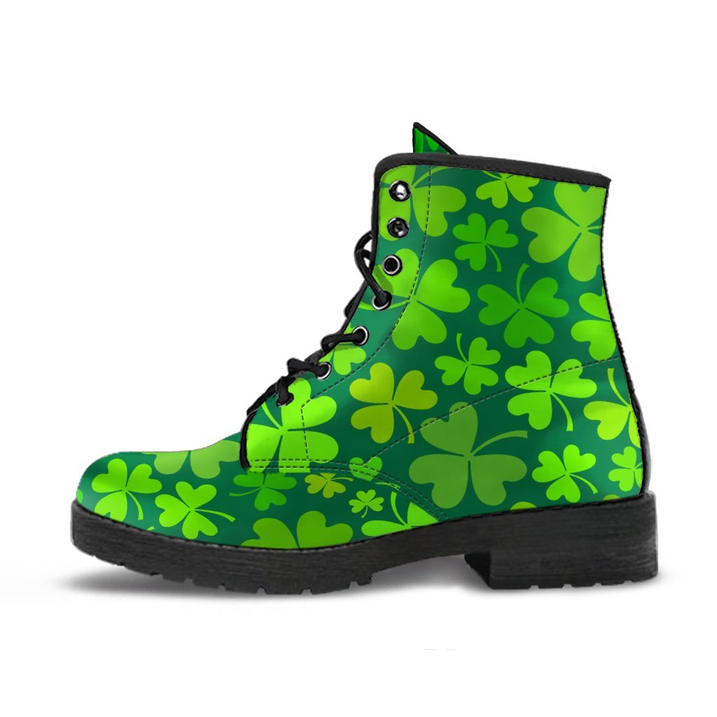 Shamrock St Patrick's Day Print Pattern Men Women Leather Boots-grizzshop