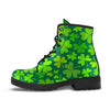 Shamrock St Patrick's Day Print Pattern Men Women Leather Boots-grizzshop