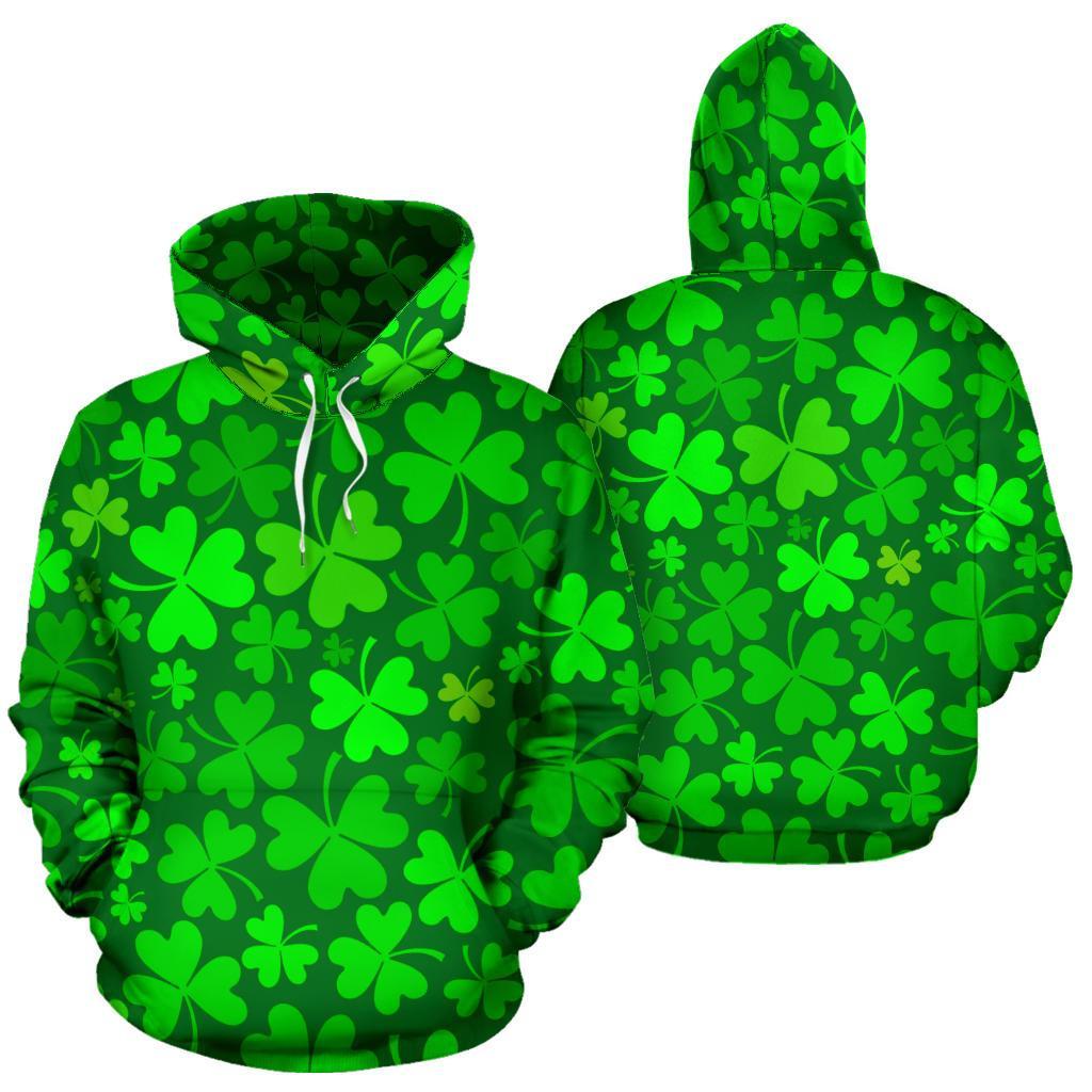 Shamrock St Patrick's Day Print Pattern Men Women Pullover Hoodie-grizzshop