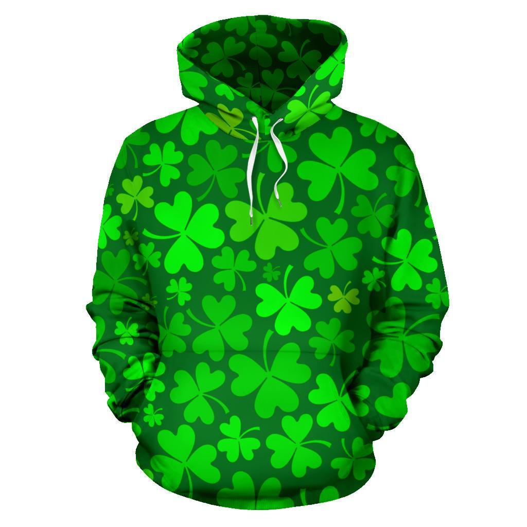 Shamrock St Patrick's Day Print Pattern Men Women Pullover Hoodie-grizzshop