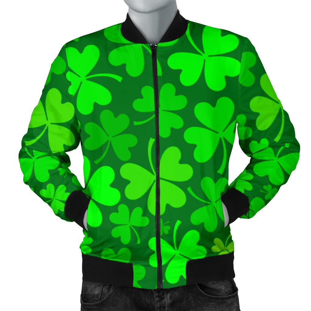 Shamrock St Patrick's Day Print Pattern Men's Bomber Jacket-grizzshop