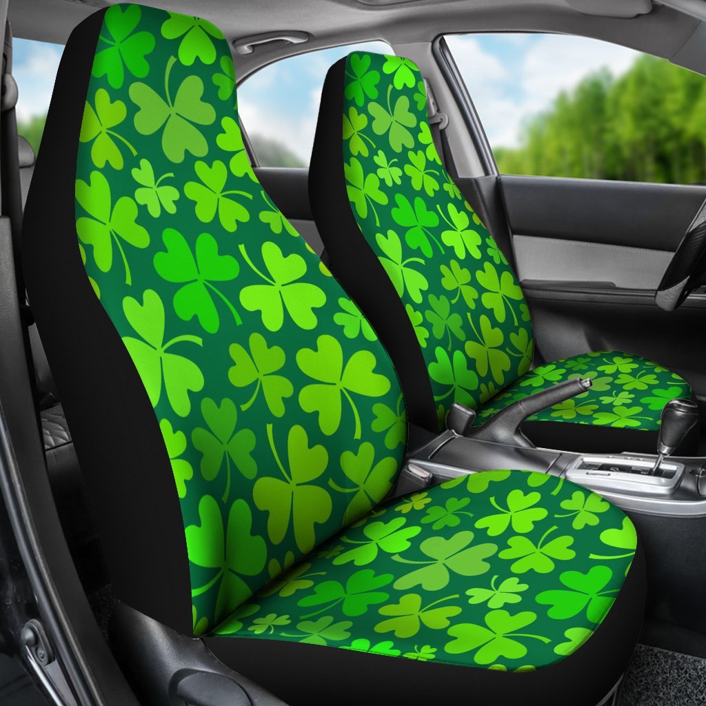 Shamrock St Patrick's Day Print Pattern Universal Fit Car Seat Covers-grizzshop