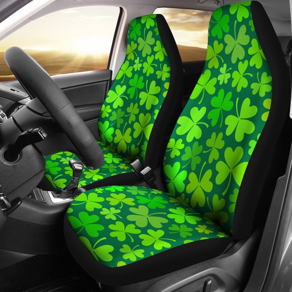 Shamrock St Patrick's Day Print Pattern Universal Fit Car Seat Covers-grizzshop