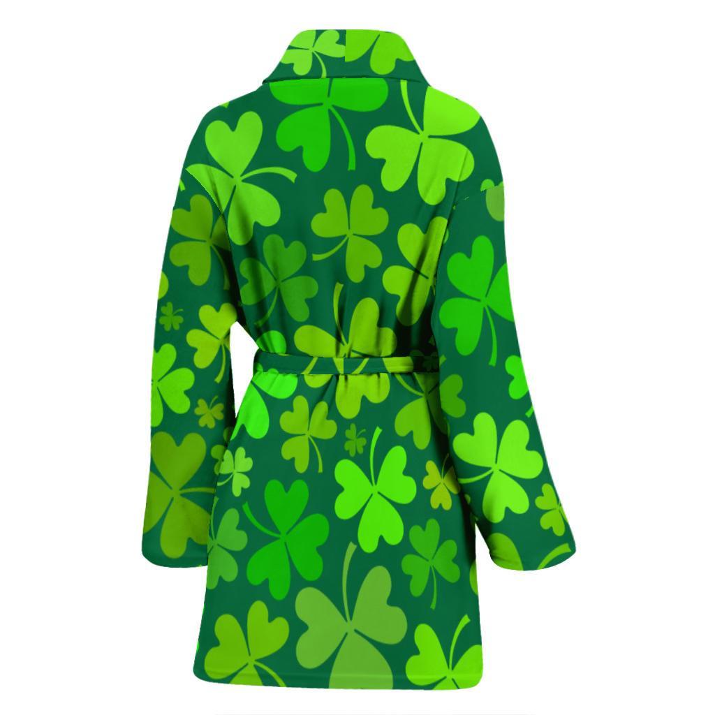 Shamrock St Patrick's Day Print Pattern Women Long Robe-grizzshop