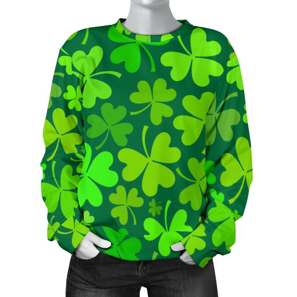 Shamrock St Patrick's Day Print Pattern Women's Sweatshirt-grizzshop