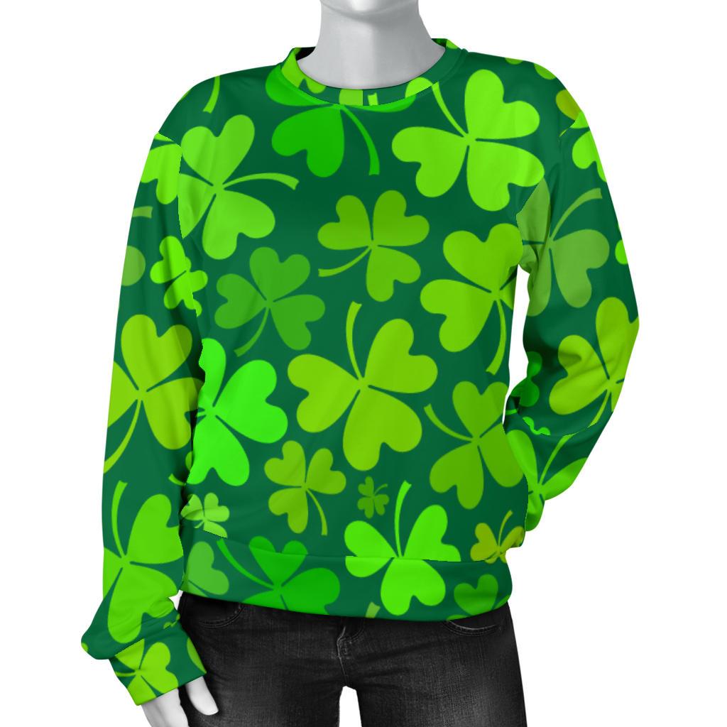 Shamrock St Patrick's Day Print Pattern Women's Sweatshirt-grizzshop