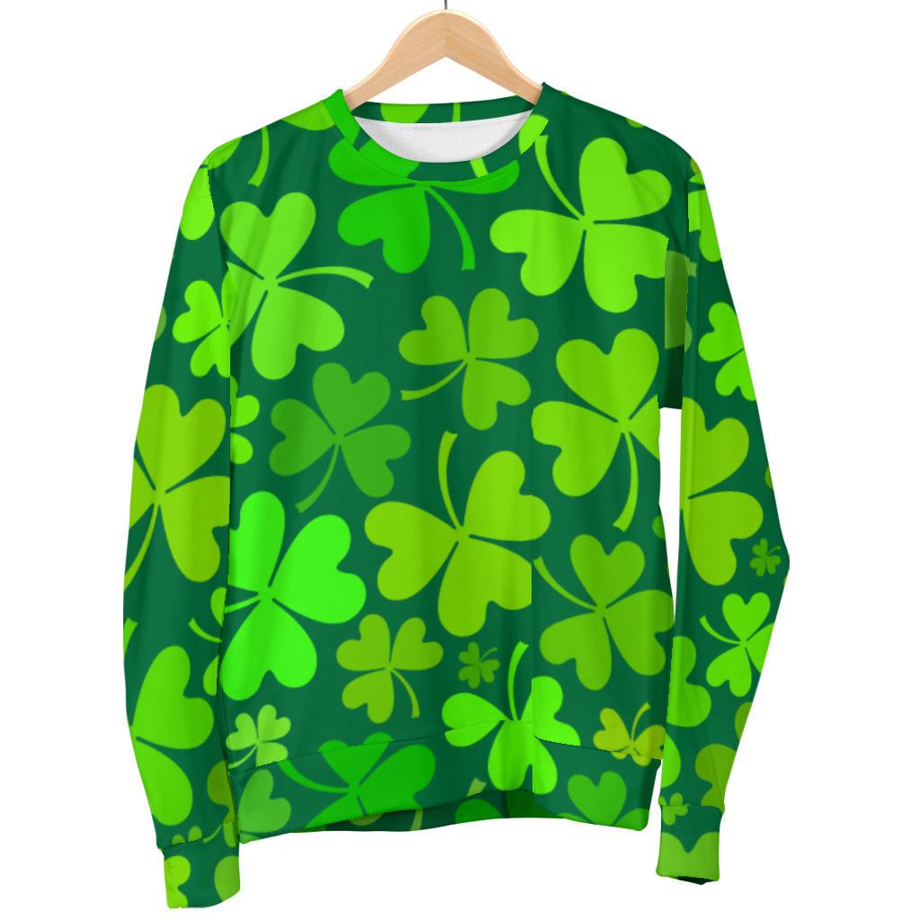 Shamrock St Patrick's Day Print Pattern Women's Sweatshirt-grizzshop