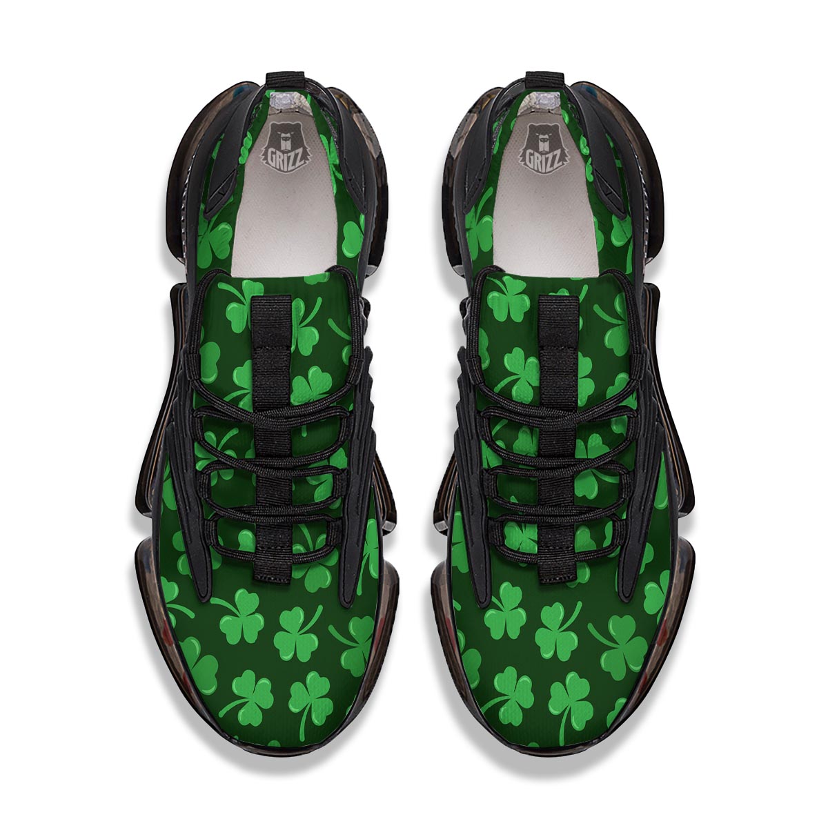 Shamrock St. Patrick's Day Print Pattern Black Gym Shoes-grizzshop