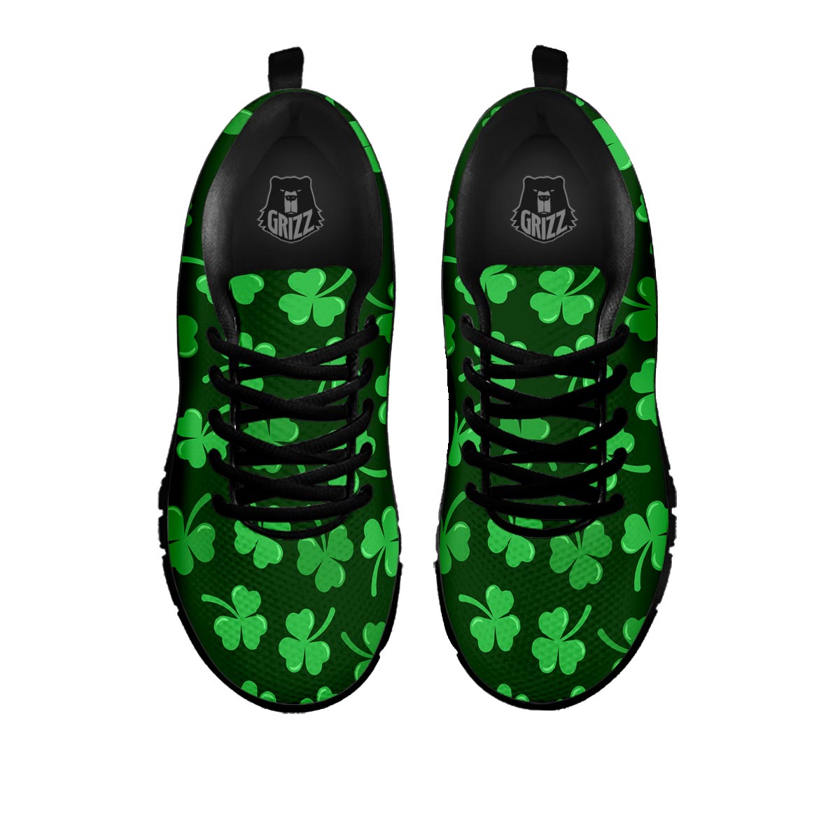 Shamrock St. Patrick's Day Print Pattern Black Sneaker-grizzshop