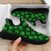 Shamrock St. Patrick's Day Print Pattern Black Walking Shoes-grizzshop