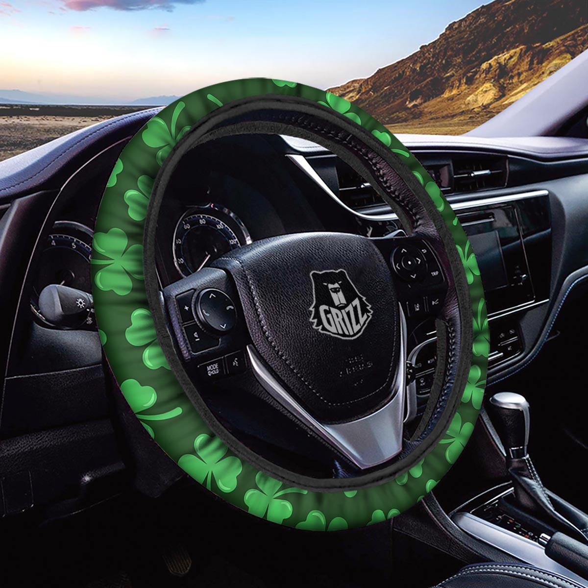 Shamrock St. Patrick's Day Print Pattern Car Steering Wheel Cover-grizzshop