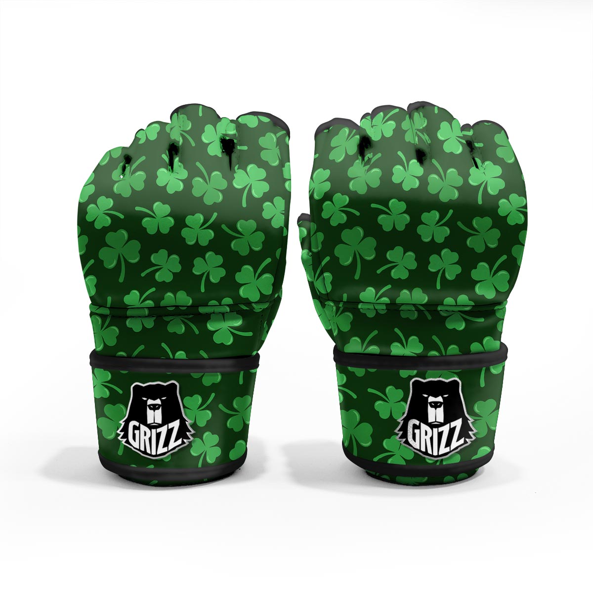 Shamrock St. Patrick's Day Print Pattern MMA Gloves-grizzshop