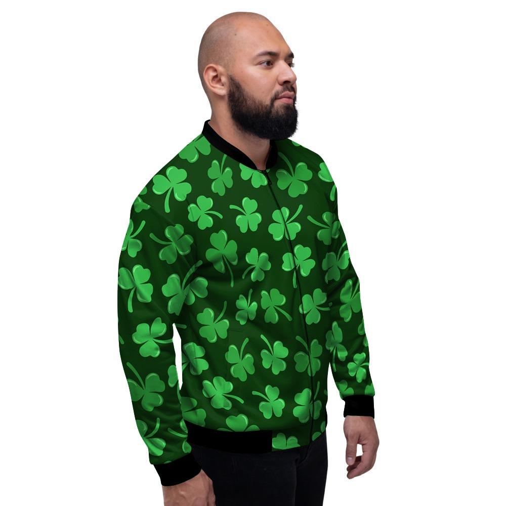 Shamrock St. Patrick's Day Print Pattern Men's Bomber Jacket-grizzshop