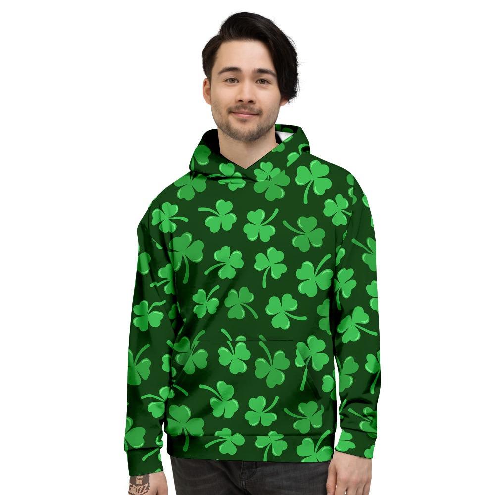 Shamrock St. Patrick's Day Print Pattern Men's Hoodie-grizzshop