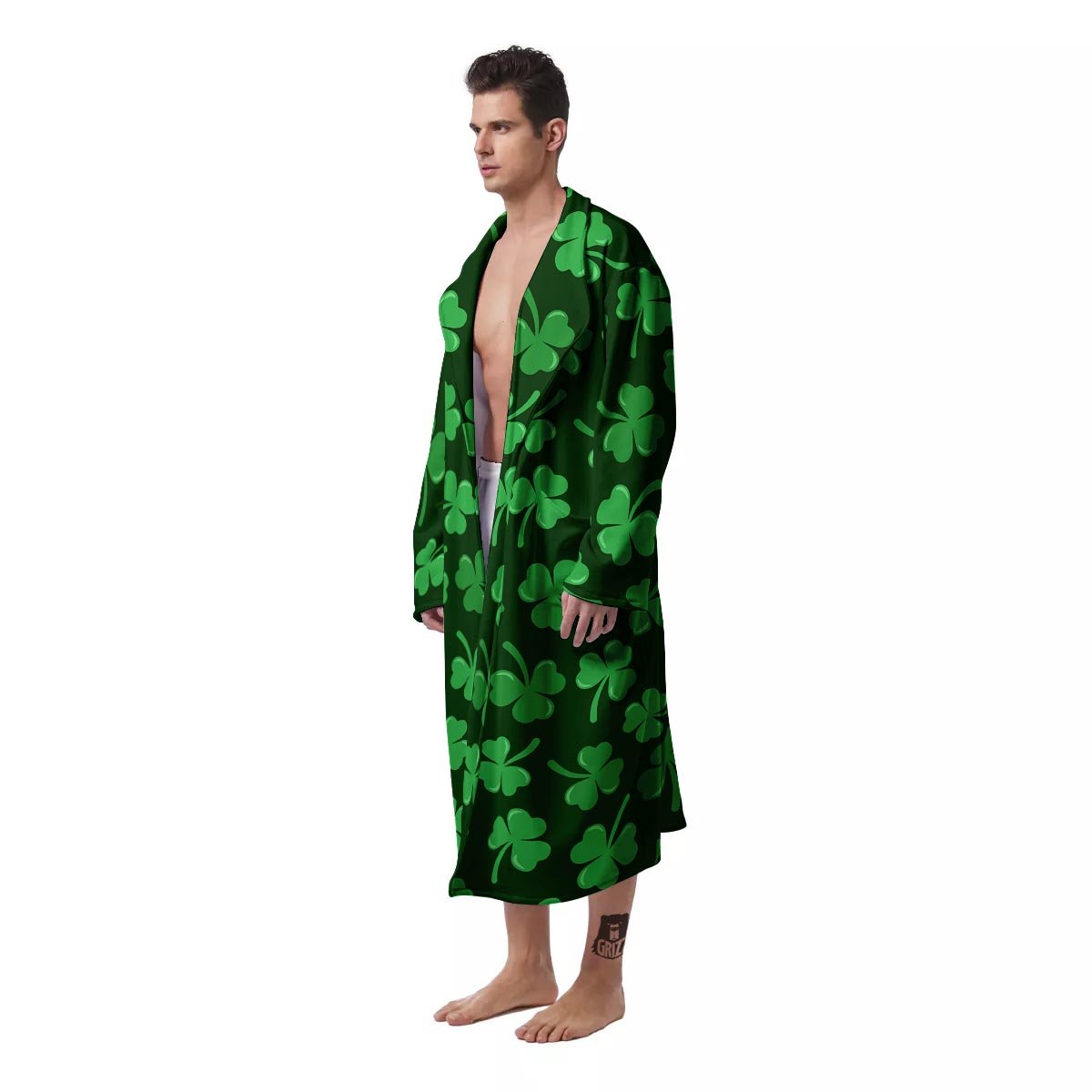 Shamrock St. Patrick's Day Print Pattern Men's Robe-grizzshop