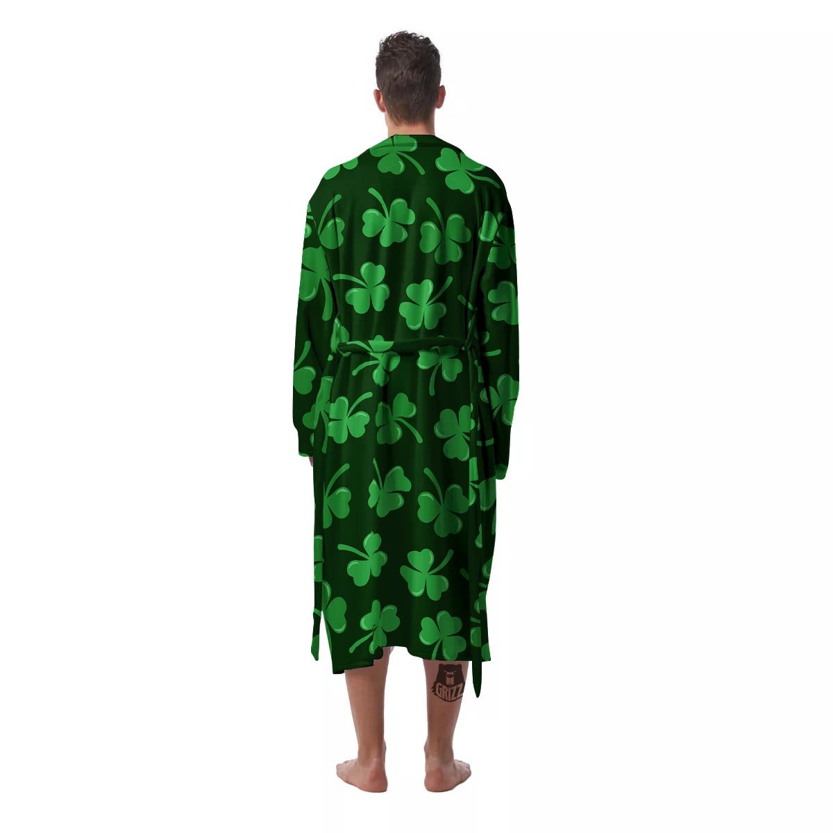 Shamrock St. Patrick's Day Print Pattern Men's Robe-grizzshop