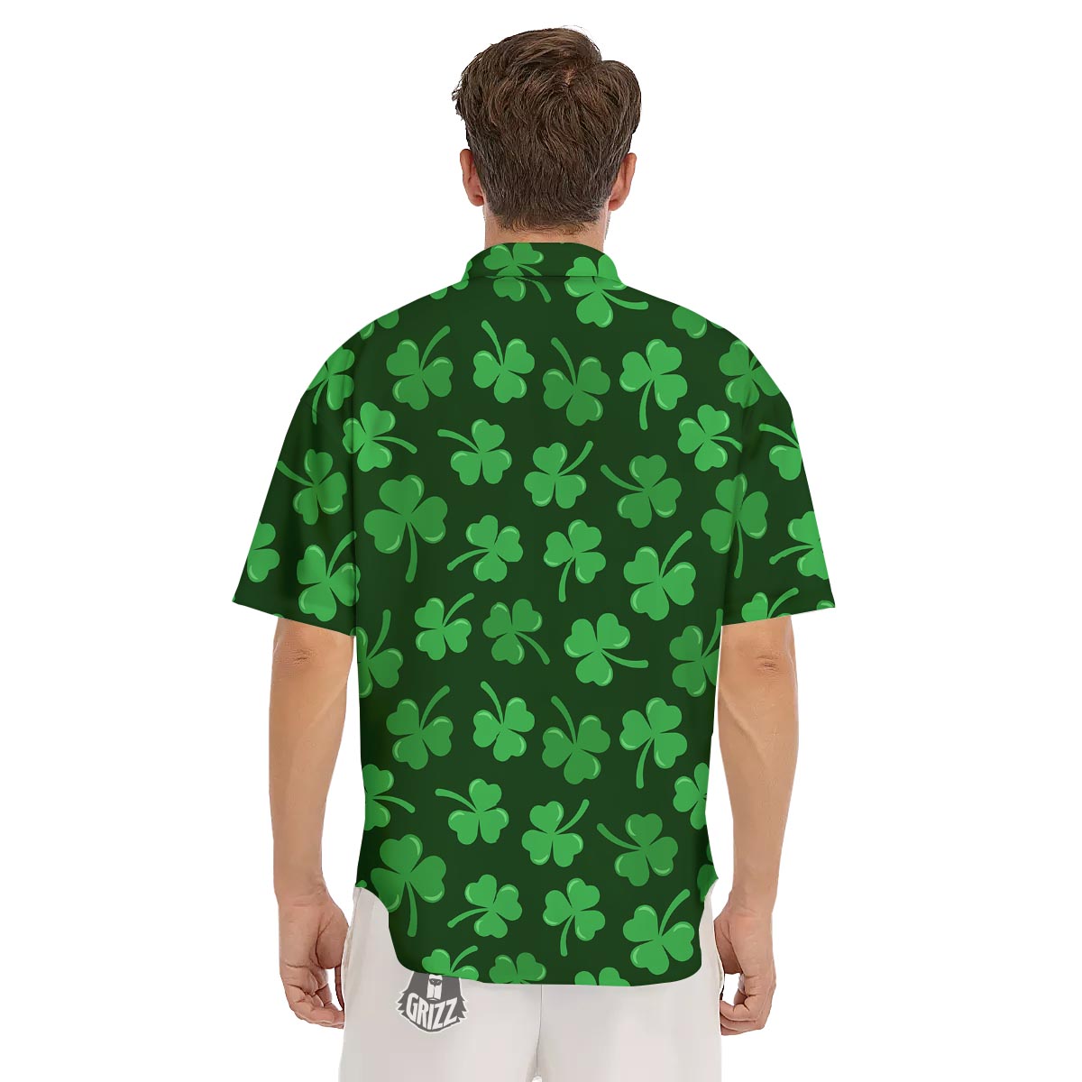 Shamrock St. Patrick's Day Print Pattern Men's Short Sleeve Shirts-grizzshop