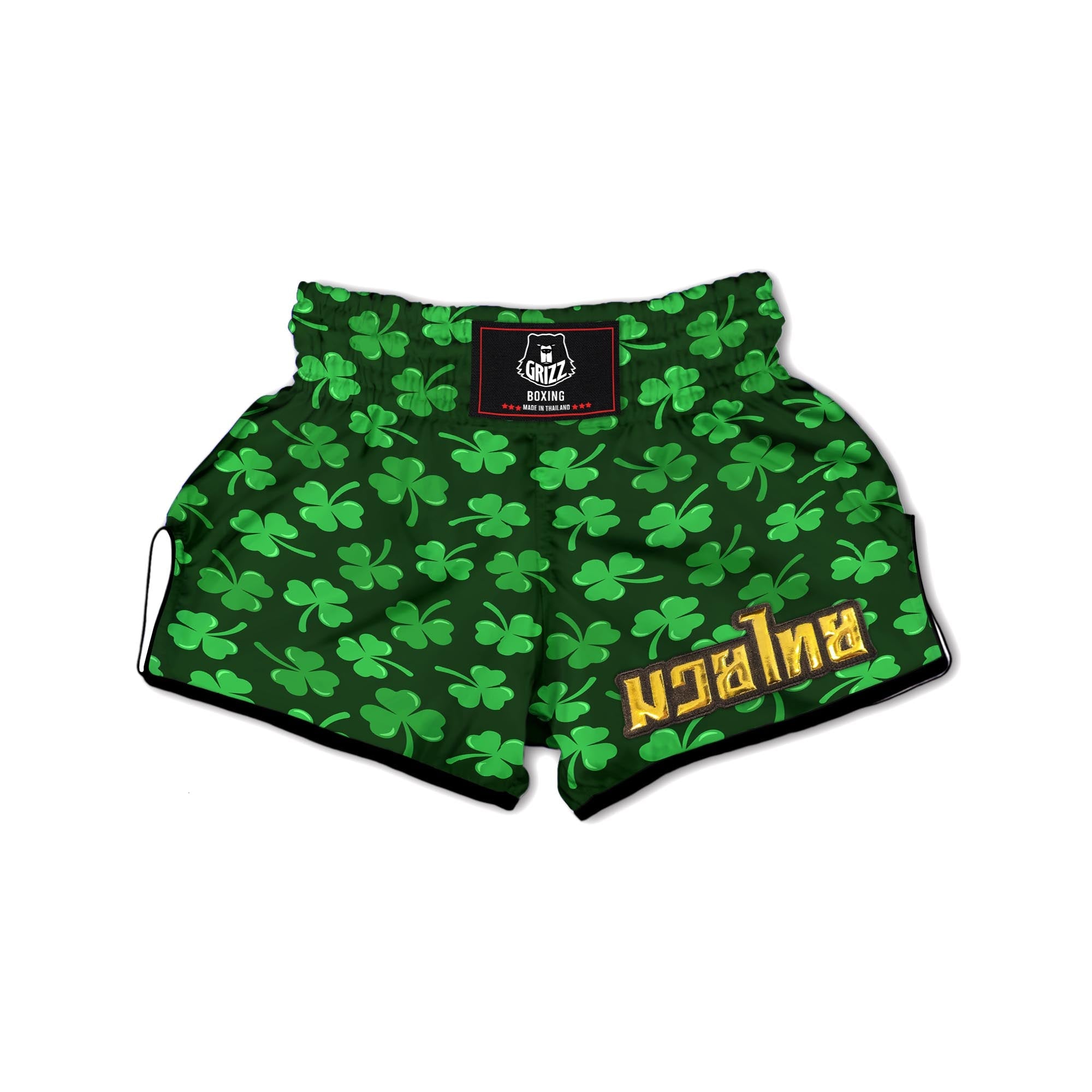 Shamrock St. Patrick's Day Print Pattern Muay Thai Boxing Shorts-grizzshop