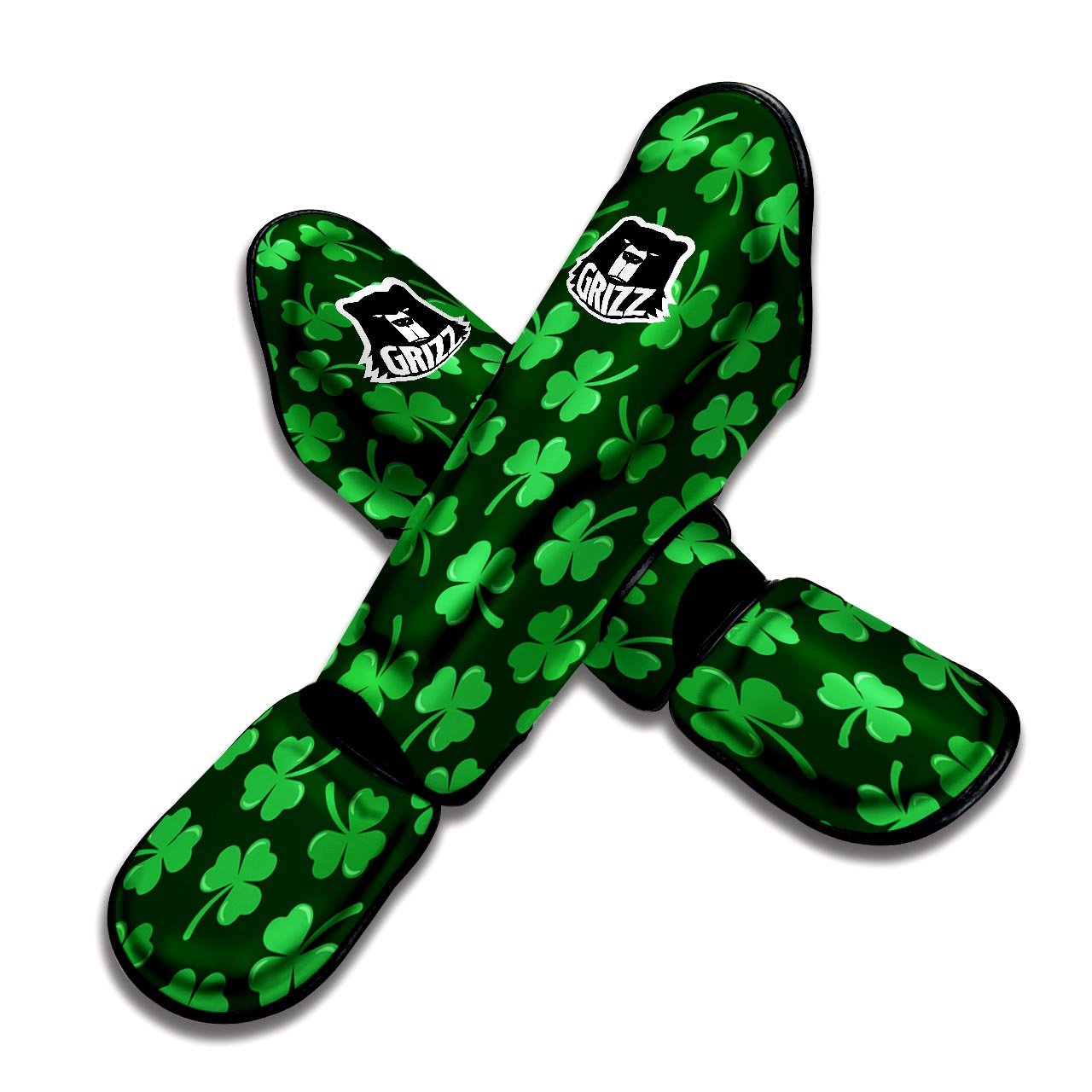 Shamrock St. Patrick's Day Print Pattern Muay Thai Shin Guards-grizzshop