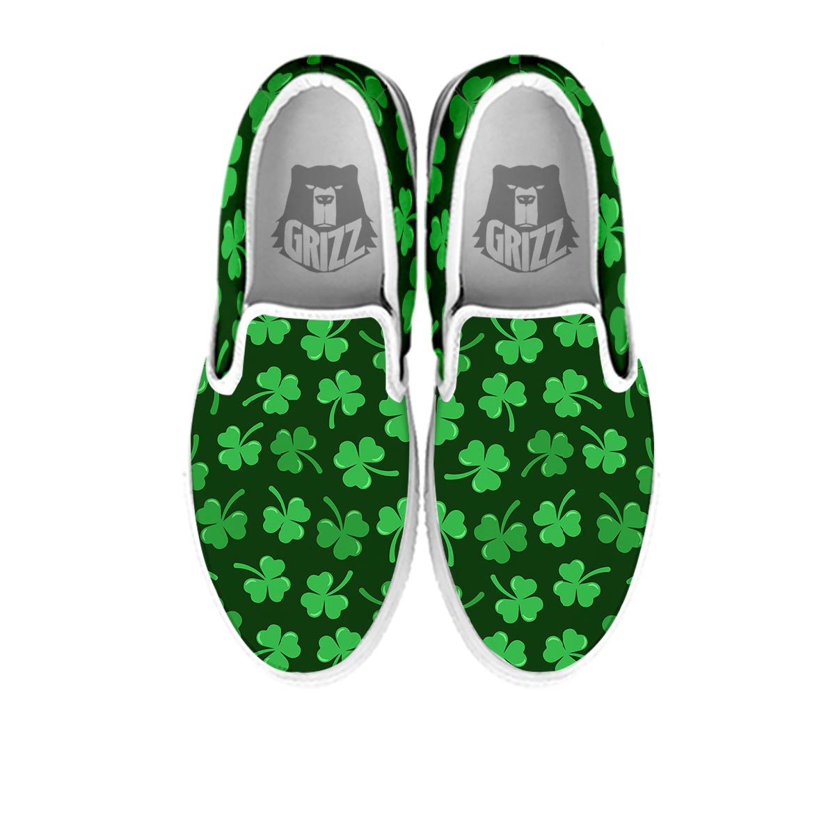 Shamrock St. Patrick's Day Print Pattern White Slip On Shoes-grizzshop