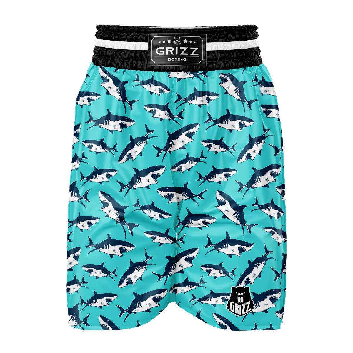Shark Blue Print Pattern Boxing Shorts-grizzshop