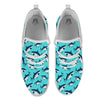 Shark Blue Print Pattern White Athletic Shoes-grizzshop