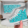 Shark Blue Print Pattern White High Top Shoes-grizzshop