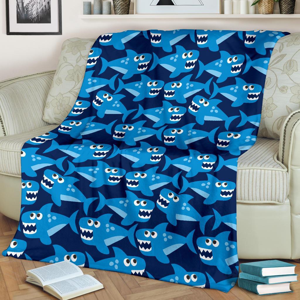 Shark Circling Cartoon Pattern Print Blanket-grizzshop