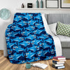 Shark Circling Cartoon Pattern Print Blanket-grizzshop