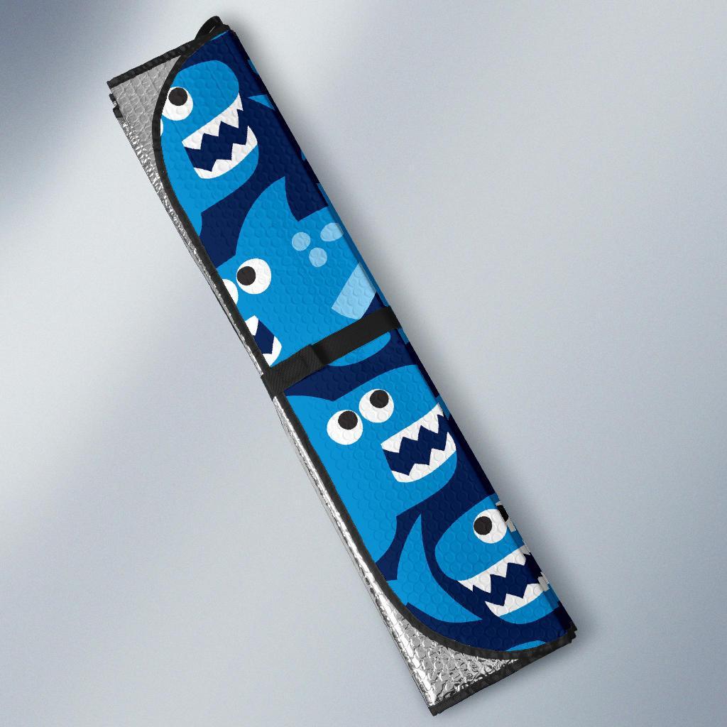 Shark Circling Cartoon Pattern Print Car Sun Shade-grizzshop