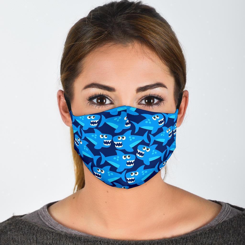 Shark Circling Cartoon Pattern Print Face Mask-grizzshop