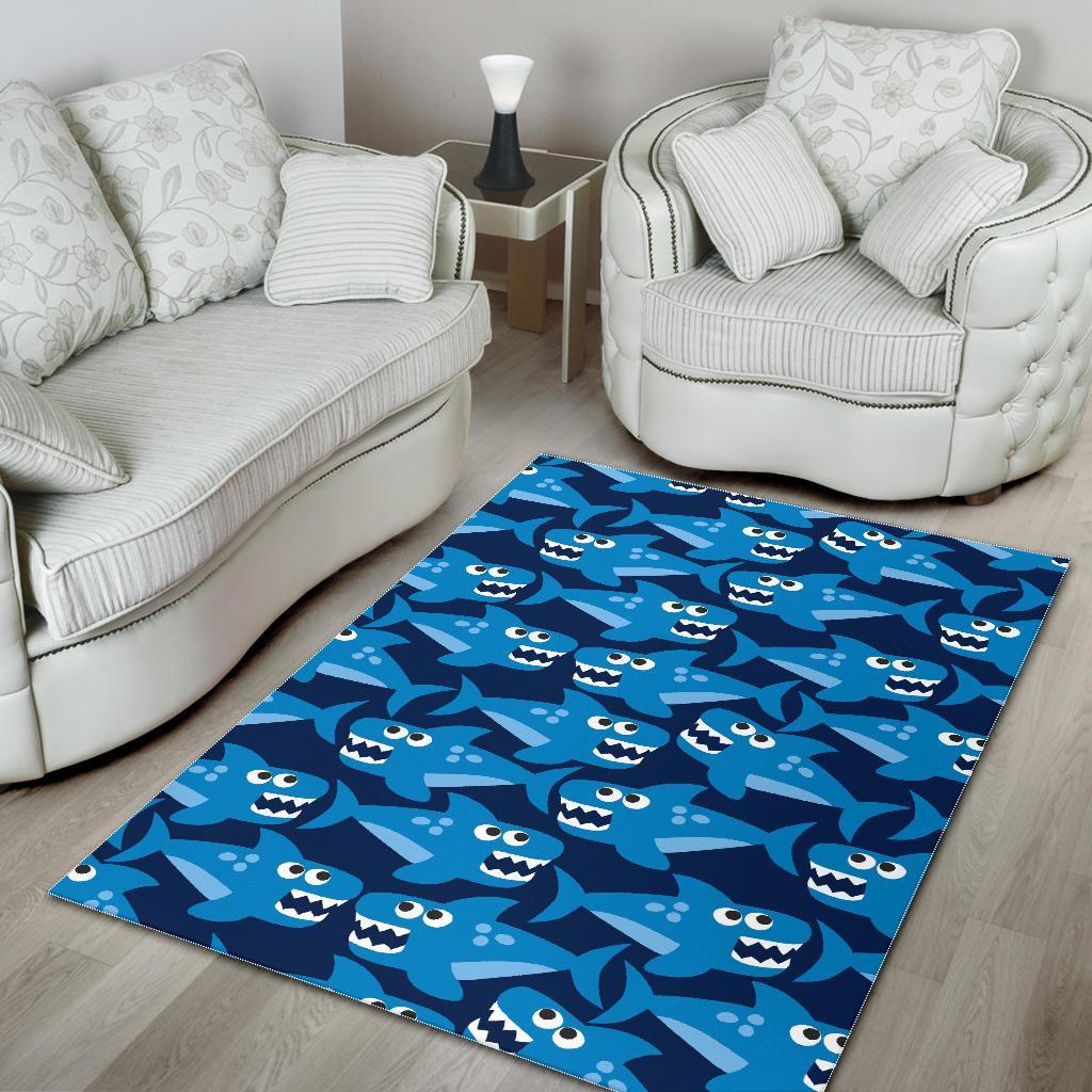 Shark Circling Cartoon Pattern Print Floor Mat-grizzshop