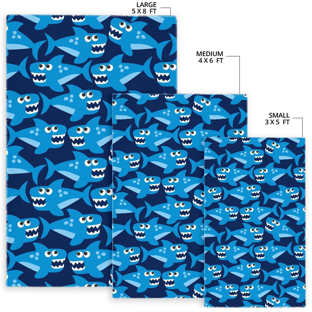 Shark Circling Cartoon Pattern Print Floor Mat-grizzshop