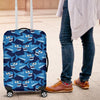 Shark Circling Cartoon Pattern Print Luggage Cover Protector-grizzshop