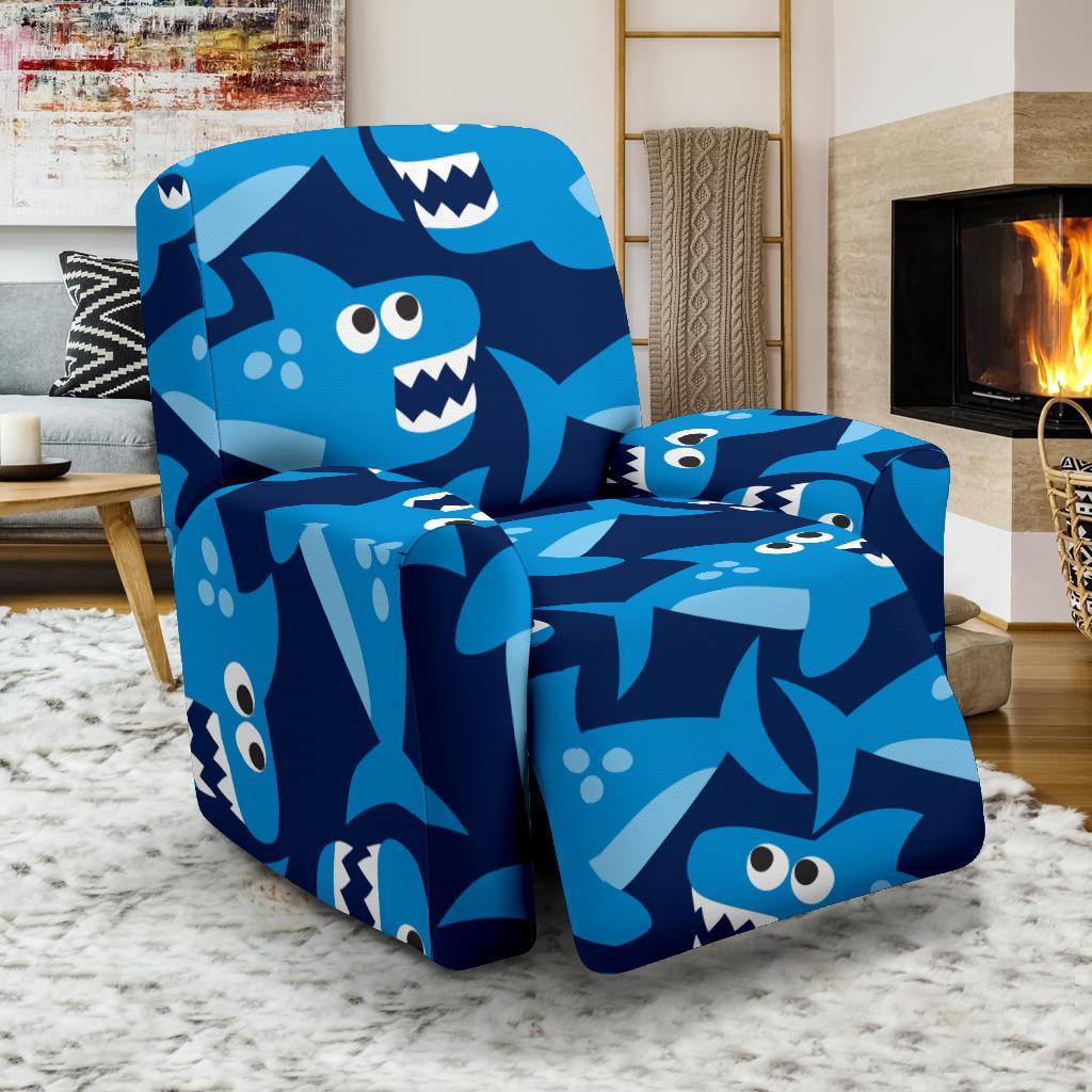 Shark Circling Cartoon Pattern Print Recliner Cover-grizzshop