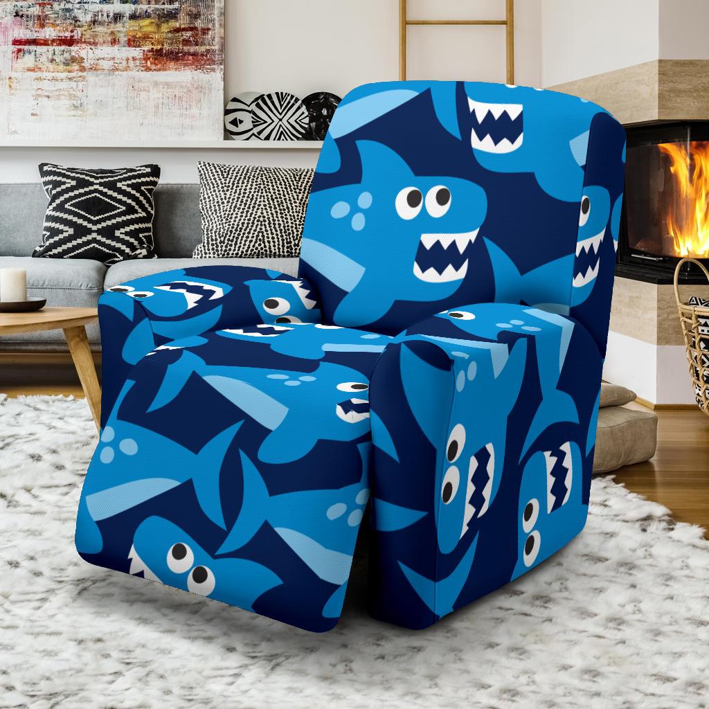 Shark Circling Cartoon Pattern Print Recliner Cover-grizzshop