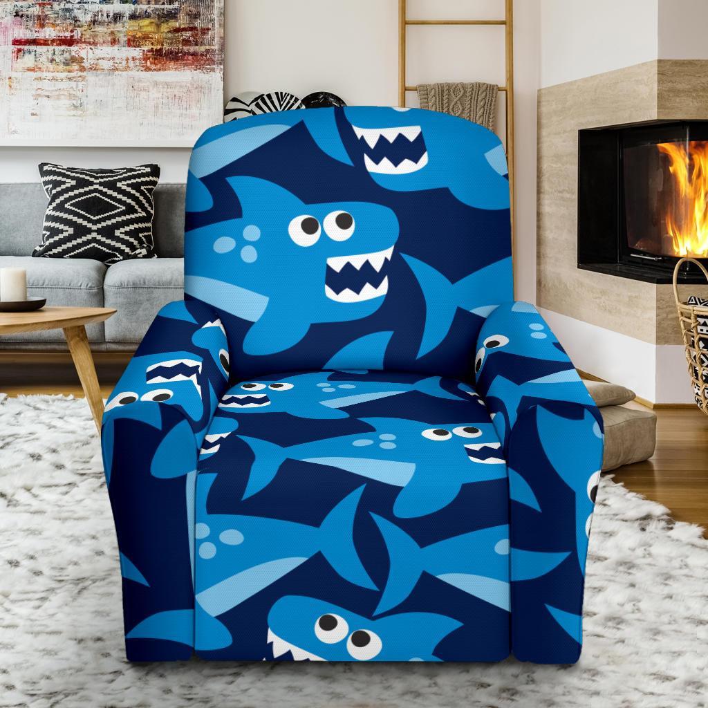 Shark Circling Cartoon Pattern Print Recliner Cover-grizzshop