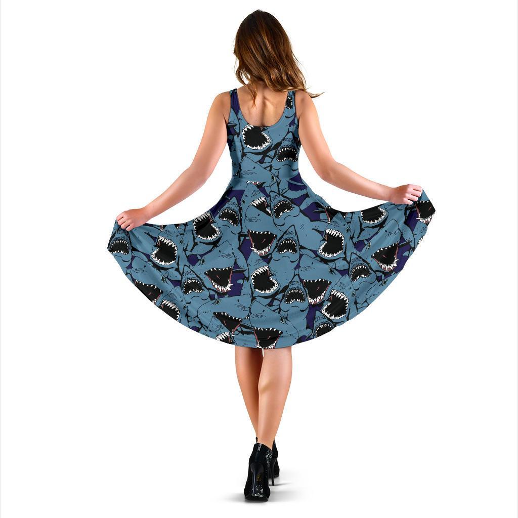 Shark Circling Pattern Print Dress-grizzshop