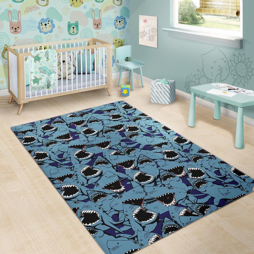 Shark Circling Pattern Print Floor Mat-grizzshop