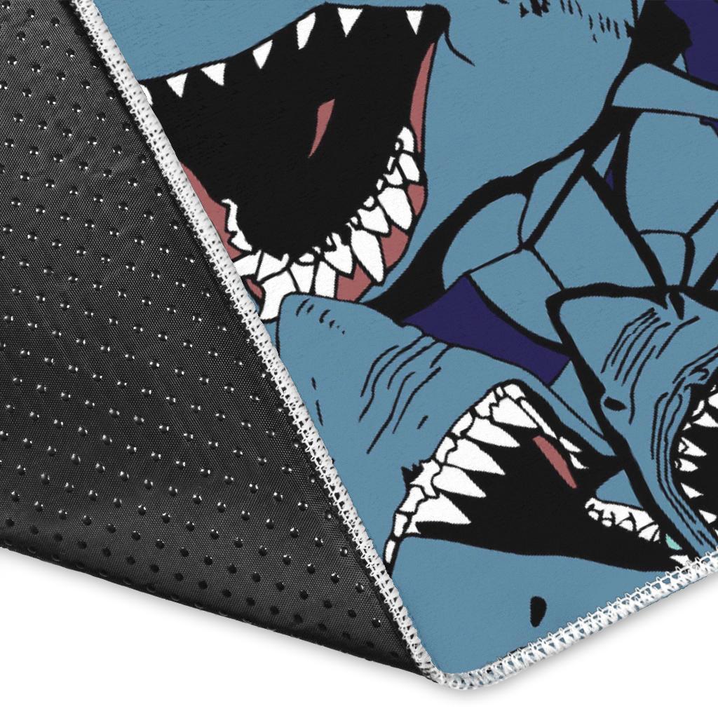 Shark Circling Pattern Print Floor Mat-grizzshop